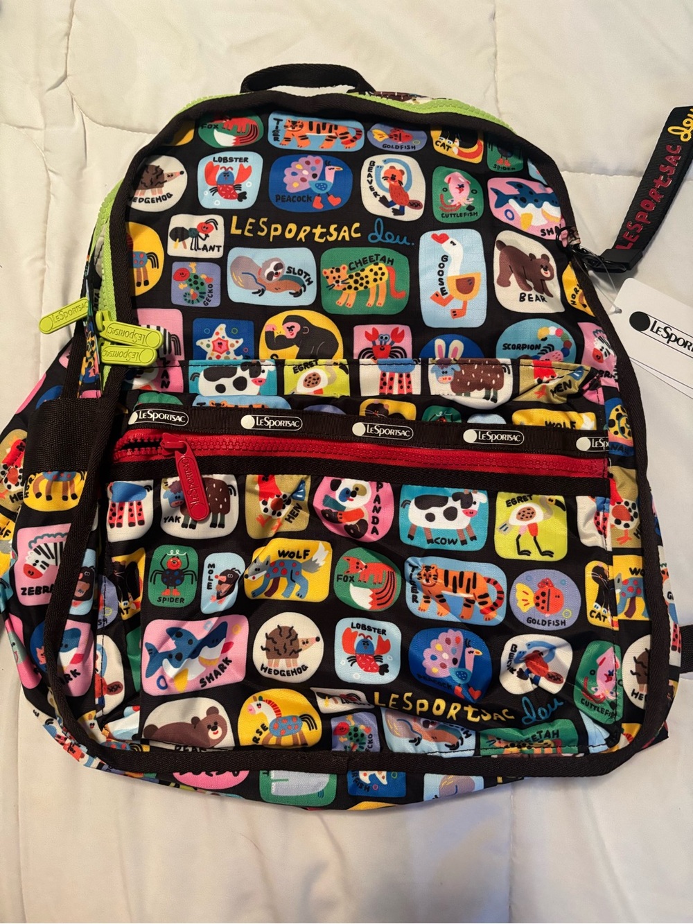 LeSportsac Kids Animal Print Backpack - Black with Multicolor Icons